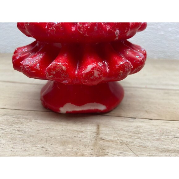 Vtg Christmas Tree Candle Red Wax Glitter 7"x3" - Picture 3 of 8